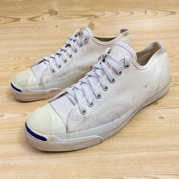 Vintage Converse Jack Purcell Made in USA White Canvas Low Top Men Sneaker 10.5 - Picture 11 of 16